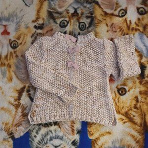 Cute little pink girl's closed bowtie Maggie & Zoe sweater
